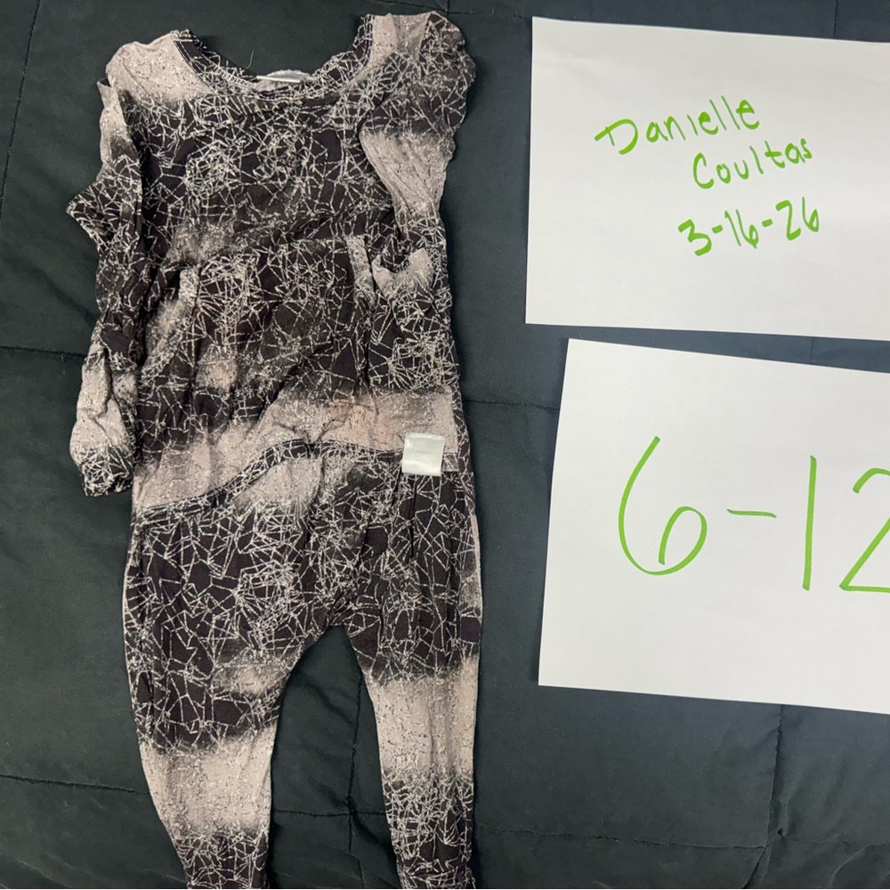 Tie-Dye Marble Baby One-Piece Romper - Black & Cream